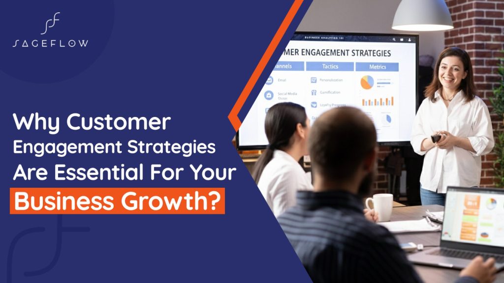 Business team reviewing customer engagement strategies during a presentation to drive business growth