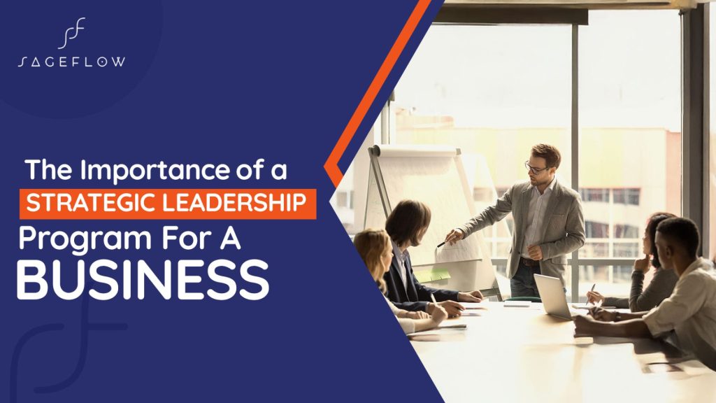Business team in a meeting as a leader presents strategy, illustrating the importance of a strategic leadership program for business growth.