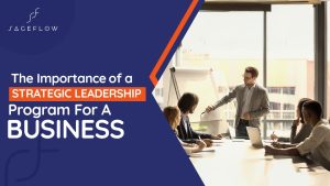 Business team in a meeting as a leader presents strategy, illustrating the importance of a strategic leadership program for business growth.