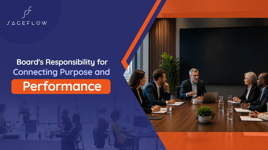 Board members discussing organizational strategy and the responsibilities of a board for improving purpose and performance